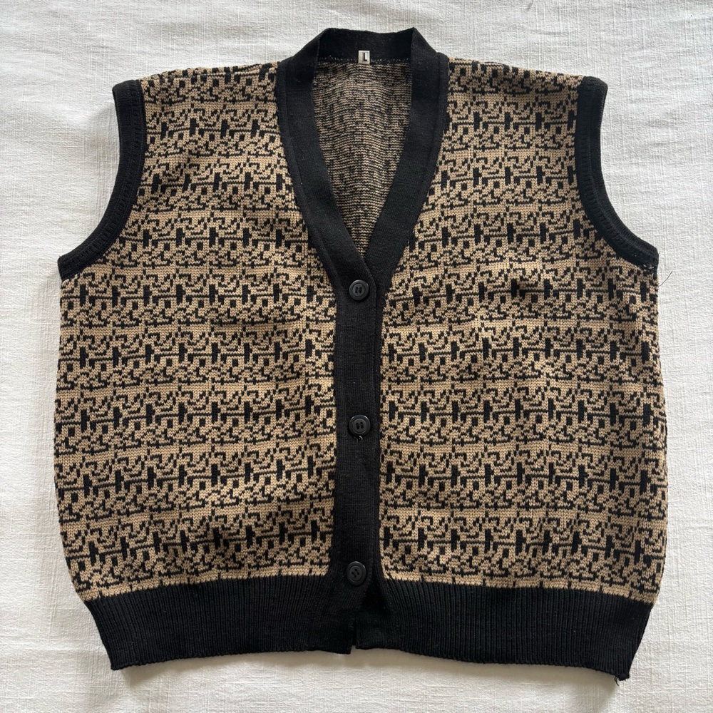 Vintage Black and Brown Fair Isle Vest